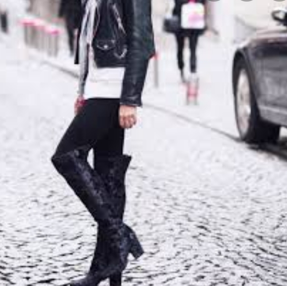 Stunning Brocade Print Nine West OTK Boots - Picture 6 of 8